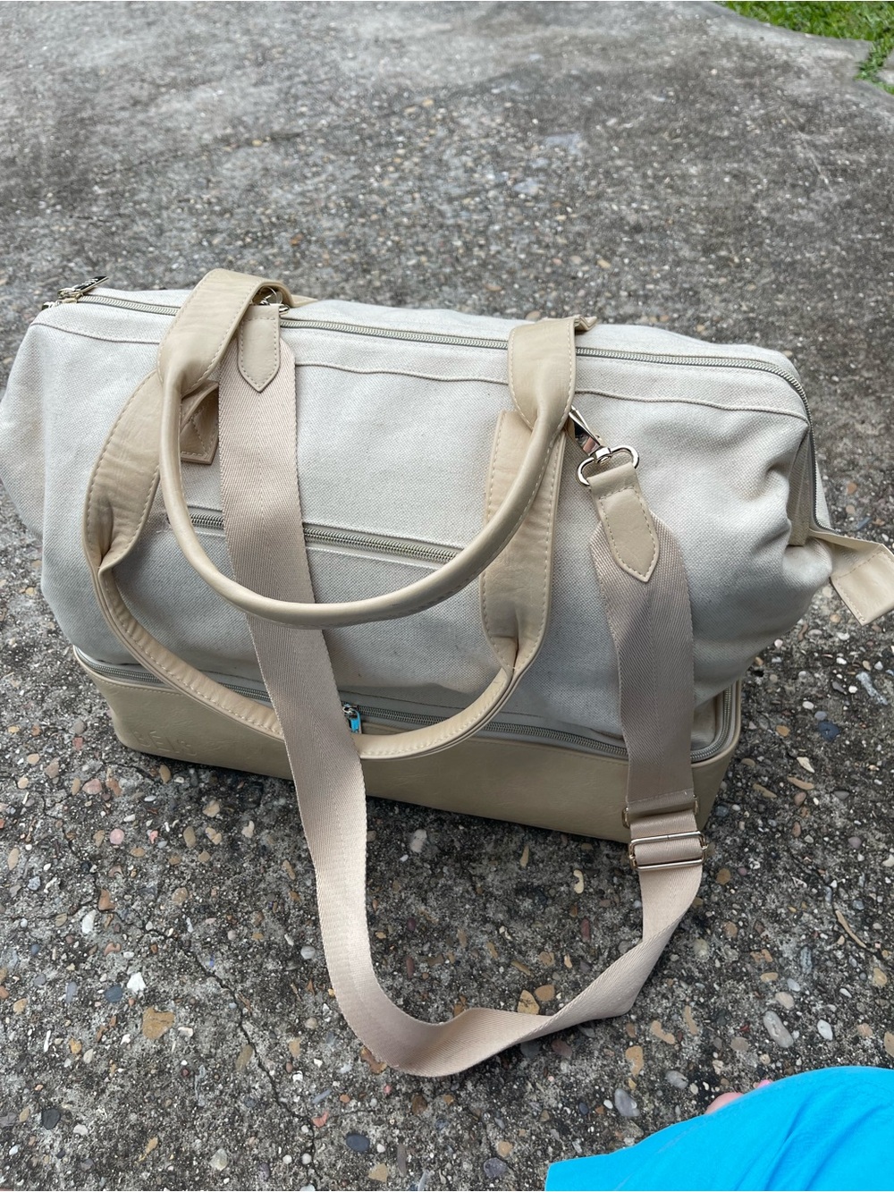 BEIS Neutral Canvas Weekend Duffel in Beige